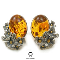 [나스첸카] 본인은 몰라 [실버 수공예 호박 귀걸이]