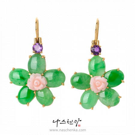 [나스첸카] 비취 꽃잎 귀걸이 _ 비취 귀걸이