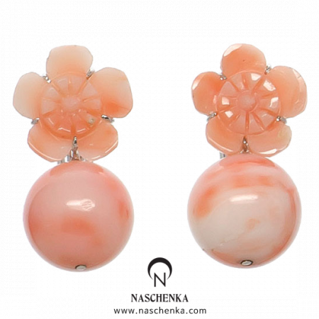 [나스첸카] 산호 눈사람 _ 산호 귀걸이