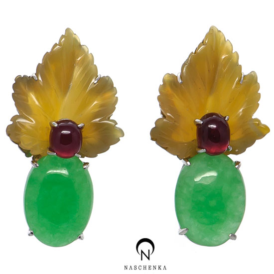 [나스첸카] 쇼 시작 [실버 수공예 비취 칼세도니아 귀걸이]