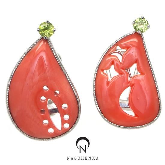 [나스첸카] 어메이징 그레이스 [실버 수공예 산호 귀걸이]