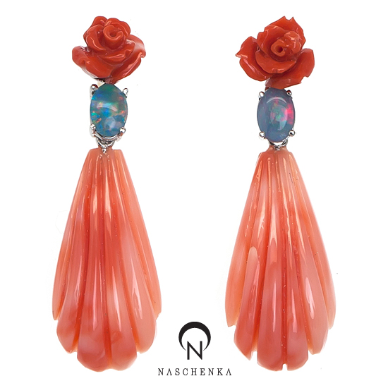 [나스첸카] 인디언 보조개 _  산호 귀걸이