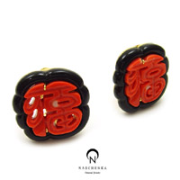 [나스첸카] 조용한 카리스마2 [산호  오닉스 귀걸이] [14K , 18K, 실버]