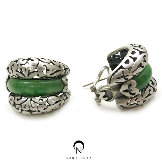 [나스첸카] 조용한 로맨티스트 [실버 수공예 비취 귀걸이]