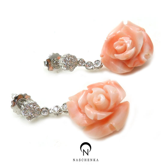 [나스첸카] 핑크 밀라노: 7.55 g [실버 수공예 산호 귀걸이]