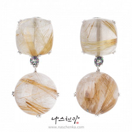 [나스첸카] 재물운이 달랑달랑 달려온다 _ 금침수정 수정 귀걸이