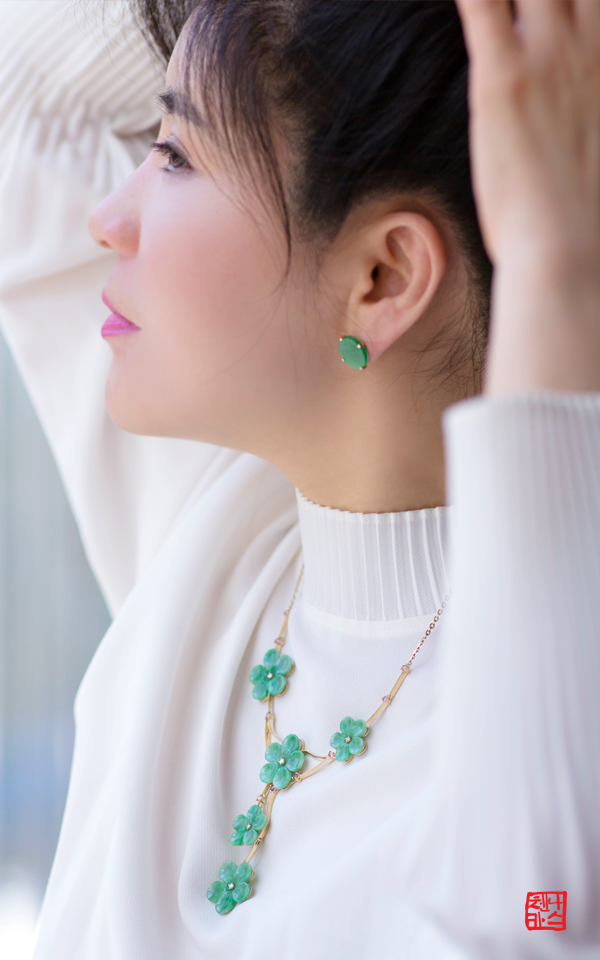 [나스첸카] 꿈에 그리던 인물 _ 14K 비취 귀걸이