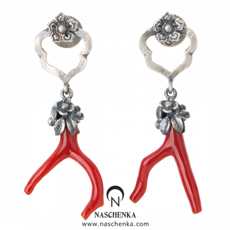 [나스첸카] 빛과 소금 _ 산호 귀걸이 원석 은 귀걸이