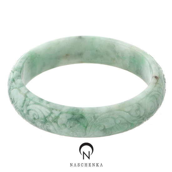 [나스첸카] 조각이 되어 있는 비취 팔찌 8 _ 비취 통팔찌 비취 팔찌