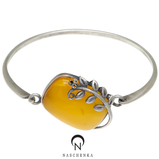[나스첸카] 니즈 호박 팔찌 [실버 수공예 호박 팔찌]