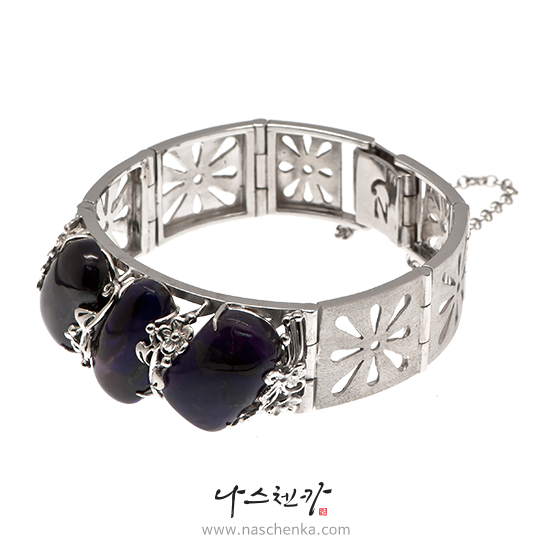 [나스첸카] 알렉산더 ALEXSANDER PURPLE [실버 수공예 수기라이트 팔찌]