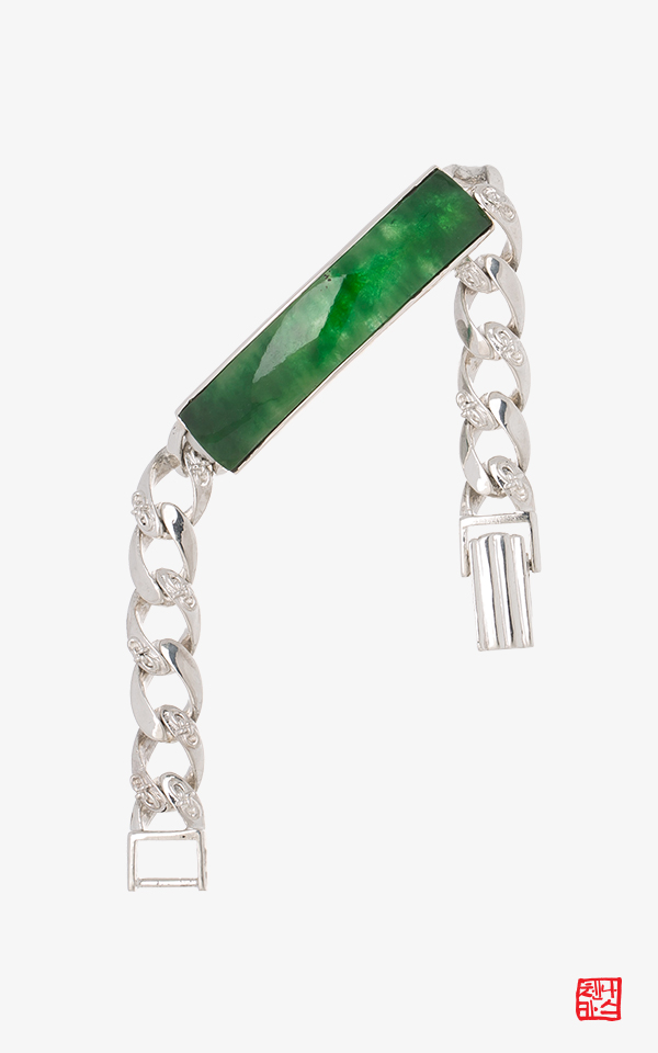 [나스첸카] 은하수 생쪽 그린 _ 비취 옥 은 체인 팔찌