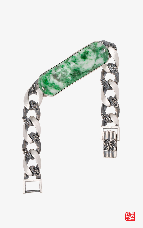 비취 옥 은팔찌_은하수 생쪽 앤틱 그린 5 [나스첸카]
