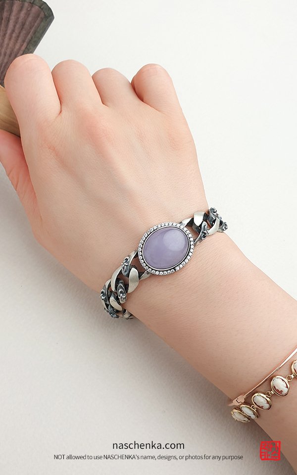 [나스첸카] 생쪽 앤틱 멋짐 _ 은하수 라벤더 비취 팔찌 