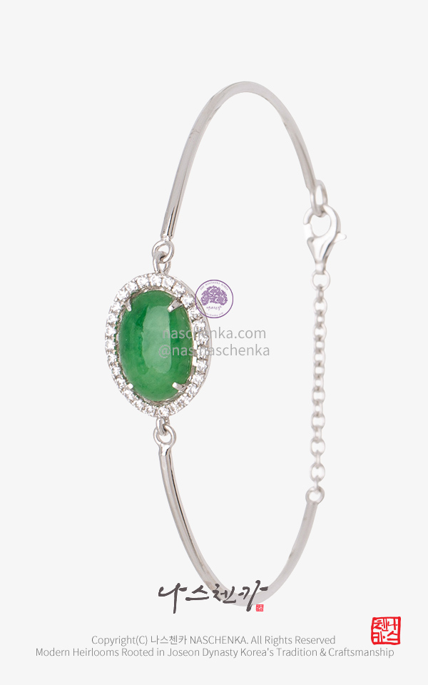 [나스첸카] 세련된 비취 은 팔찌