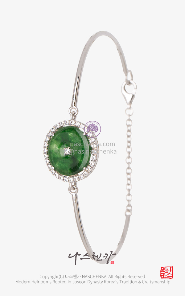 [나스첸카] 세련된 비취 코인 은팔찌
