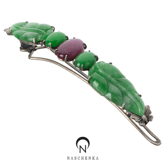 [나스첸카] 꽃보다 아름다운 너 [실버 수공예 비취 헤어핀]