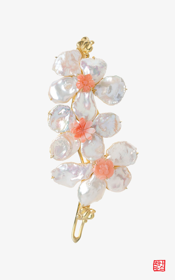 [나스첸카] 봄과 여름 같아서 _ 진주 헤어핀 산호 헤어핀