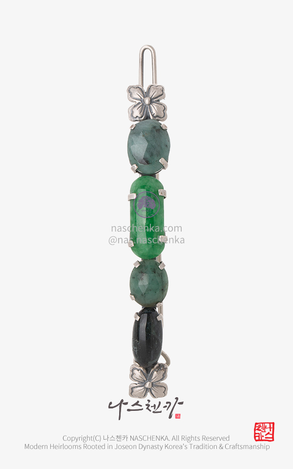 [나스첸카] 당신의 전통은, 얼마나 아름답습니까 Is Your Tradition Beautiful Enough? _ 토르마린 에메랄드 비취 머리핀 헤어핀 