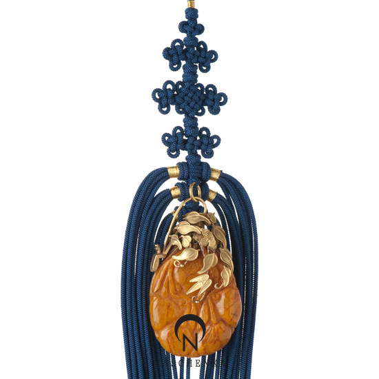 [나스첸카] 밀화 불로초 [수공 매듭 호박 노리개]