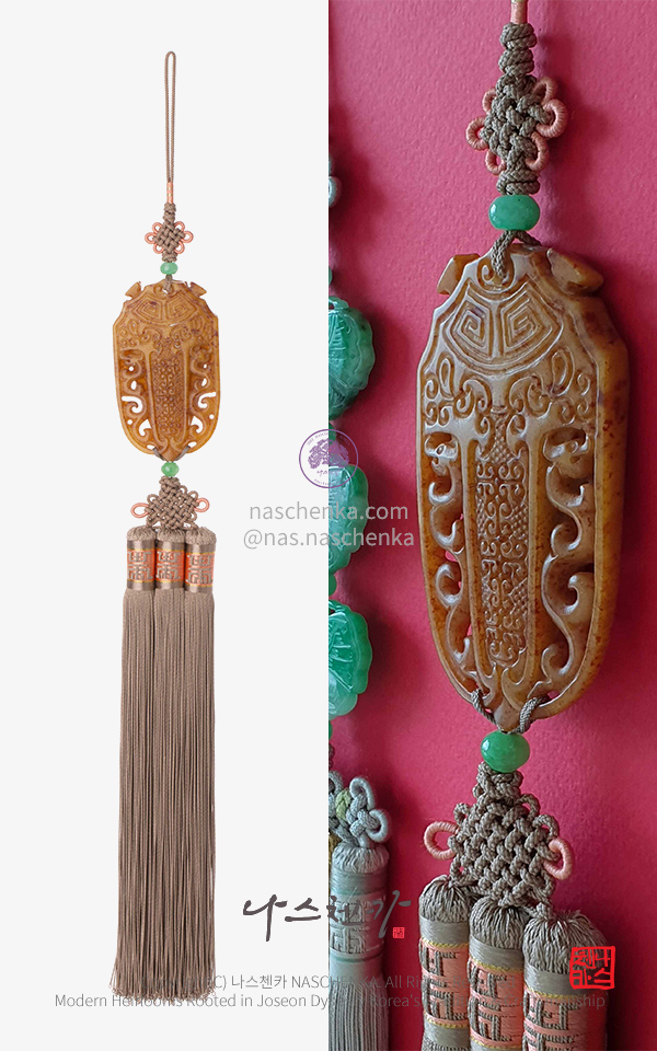 [나스첸카] 왕실 갑주문 매미문 명주 노리개 