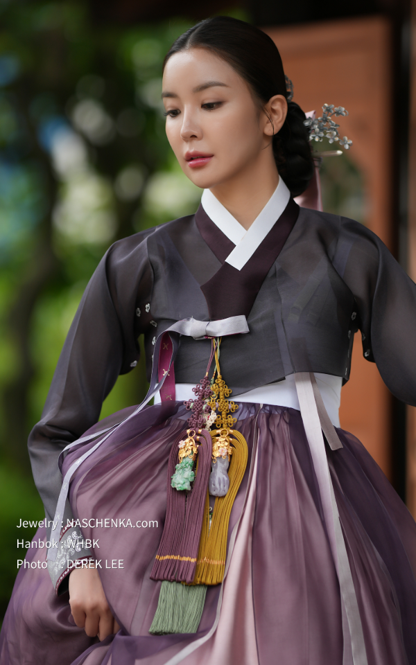 [나스첸카] 황홀한 라벤더 비취 _낙지발 본견 명주 한복 노리개 Norigae