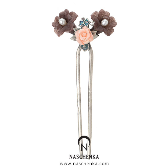 [나스첸카] 꽃들의 제안 _ 어벤츄린 뒤꽂이 산호 뒤꽂이 _ 한복 머리장식 _ 결혼준비 _ 신랑어머니한복