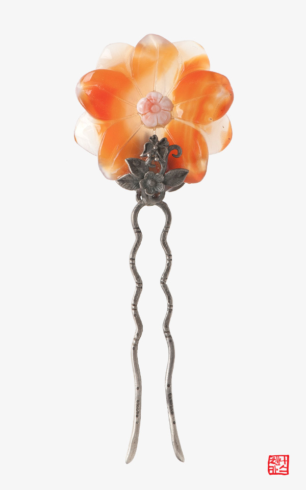 [나스첸카] 멀리 달빛이 [실버 수공예 자마노 뒤꽂이]