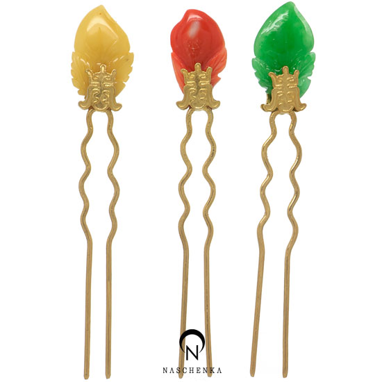 [나스첸카] 양면 착용 가능한 작은 삼작 뒤꽂이 한복 머리장식 결혼준비 신랑어머니한복