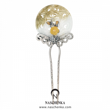 [나스첸카] MBC 옷소매 붉은 끝동 , 철인왕후 등 다수 사극 협찬 디자인 _간결한 원형 비취 뒤꽂이 _ 비취 뒤꽂이 쪽진머리비녀