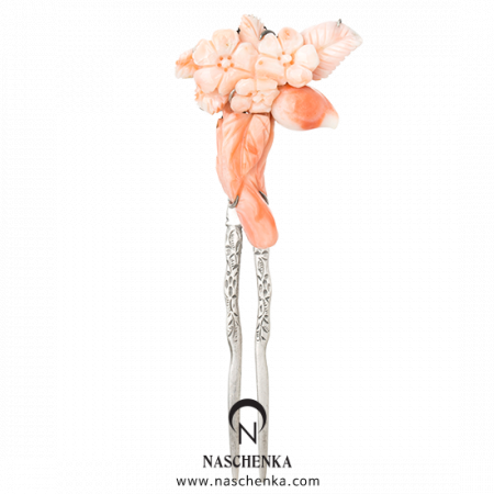 [나스첸카] 오밀조밀 핑크 _ 산호 뒤꽂이 _ 신랑어머니한복 쪽진머리비녀