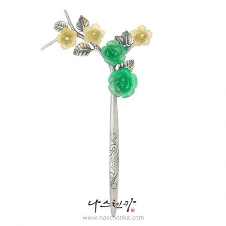[나스첸카] 봄맞이_ 옥 뒤꽂이 _ 결혼 뒤꽂이 _ 전통뒤꽂이 _ 한복 머리장식 _ 결혼준비 _ 신랑어머니한복