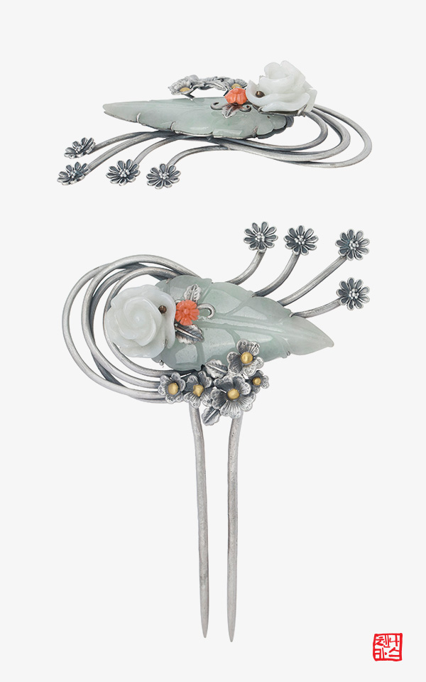 [나스첸카] MBC 옷소매 붉은 끝동 협찬_비취와 바람과 시 2 _ 가로형 비취뒤꽂이 옥뒤꽂이 한복악세사리 옥비녀