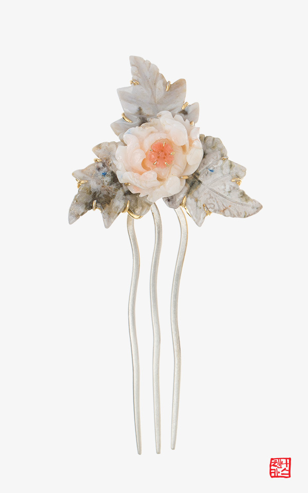 [나스첸카] 꽃이 필때 _ 산호 뒤꽂이 아게이트 뒤꽂이 _ 한복 머리장식 _ 결혼준비 _ 신랑어머니한복 쪽진머리비녀