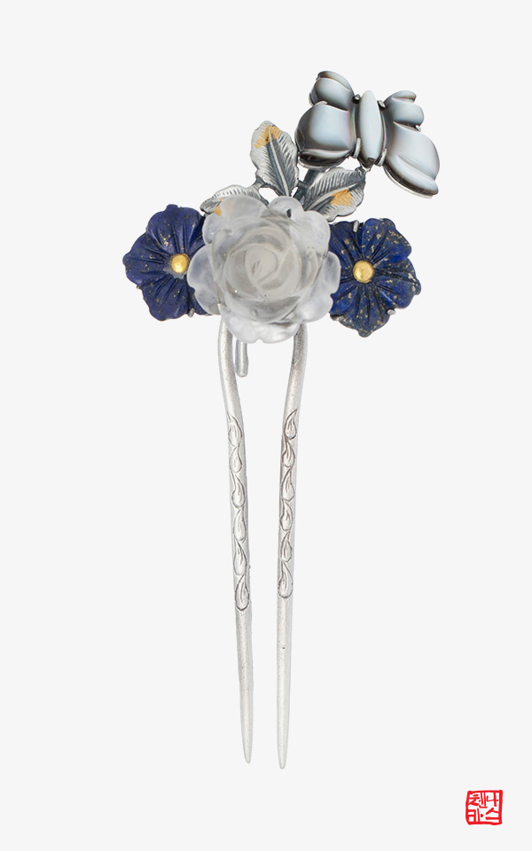 MBC 드라마 조선변호사 협찬 물머금은 화이트꽃 _ 청금석뒤꽂이 비녀 나스첸카