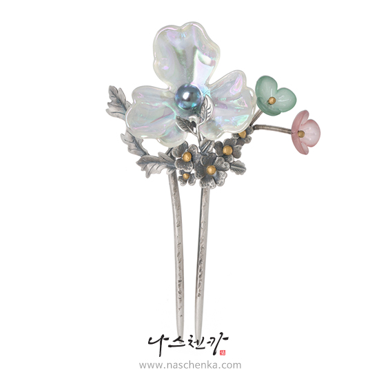 [나스첸카] 여리여리 꽃한송이 _ 은 뒤꽂이