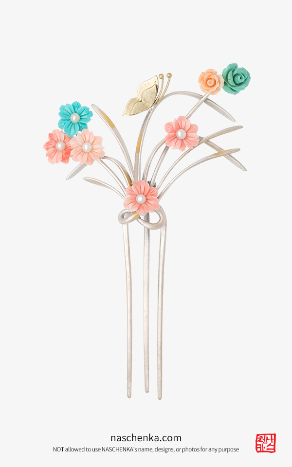 나스첸카 꽃 뒤꽂이 은 뒤꽂이 한복 뒤꽂이 돌담 너머 14 나스첸카