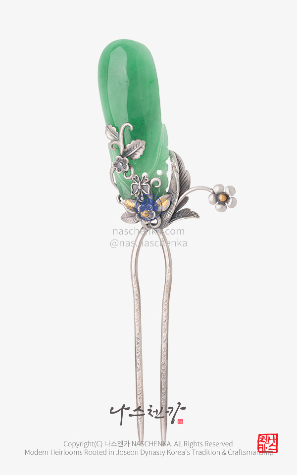 [þī] Ѱᰰ Ϻ   _    ڲ Korea Hairpin Silver and Jade 