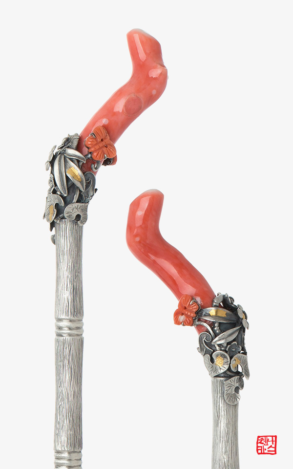 [나스첸카] 심플한 천연 산호 _ coral 산호 비녀