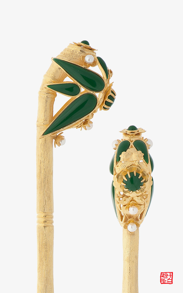 [나스첸카] 완성도 높은 죽절 비녀 은비녀 한복비녀 전통비녀