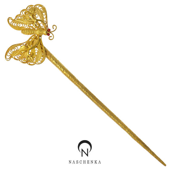 [나스첸카] 머리위로 날아드는 나비 소비녀 _ 은비녀 한복 비녀