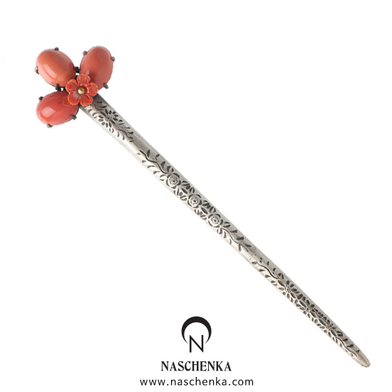 [나스첸카] 주홍 소비녀 [실버 수공예 소비녀] 비녀 은비녀