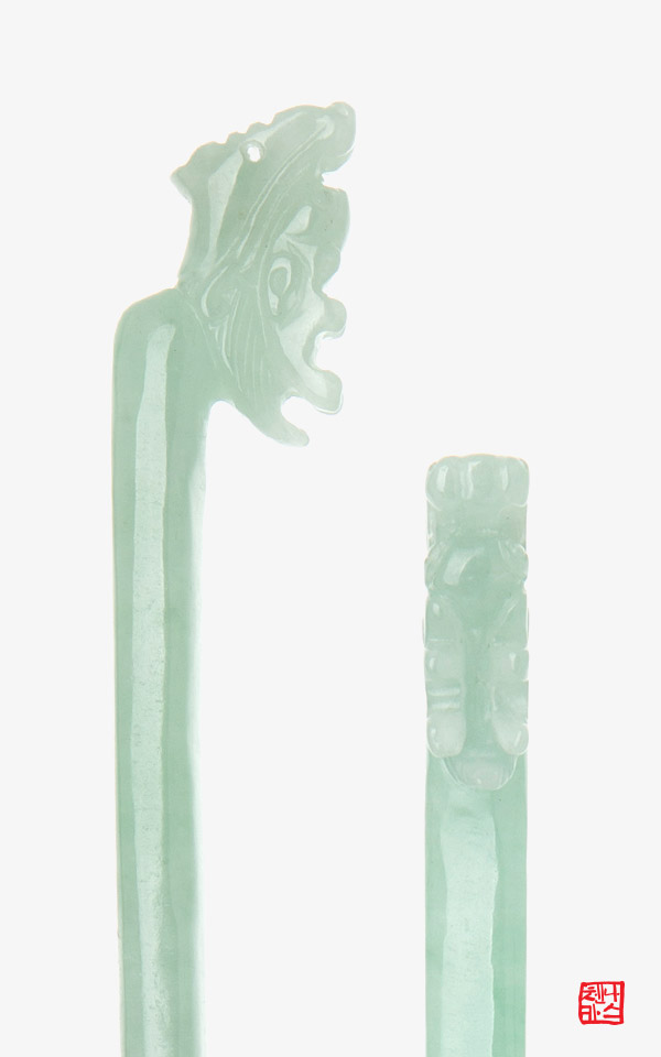 25 cm [나스첸카] 달빛에 빛나는 비취 용잠 비녀 _ 비취비녀,옥비녀,은비녀,비녀,한복비녀,전통비녀