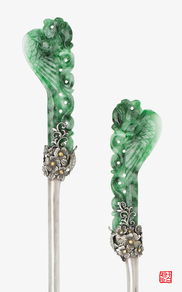 [나스첸카] 옷소매 붉은 끝동 _ 가장 오래된 것에서 가장 새로운것으로 2 _ 비취 비녀 _ 옥비녀 _ 한복비녀 _ 전통 은비녀