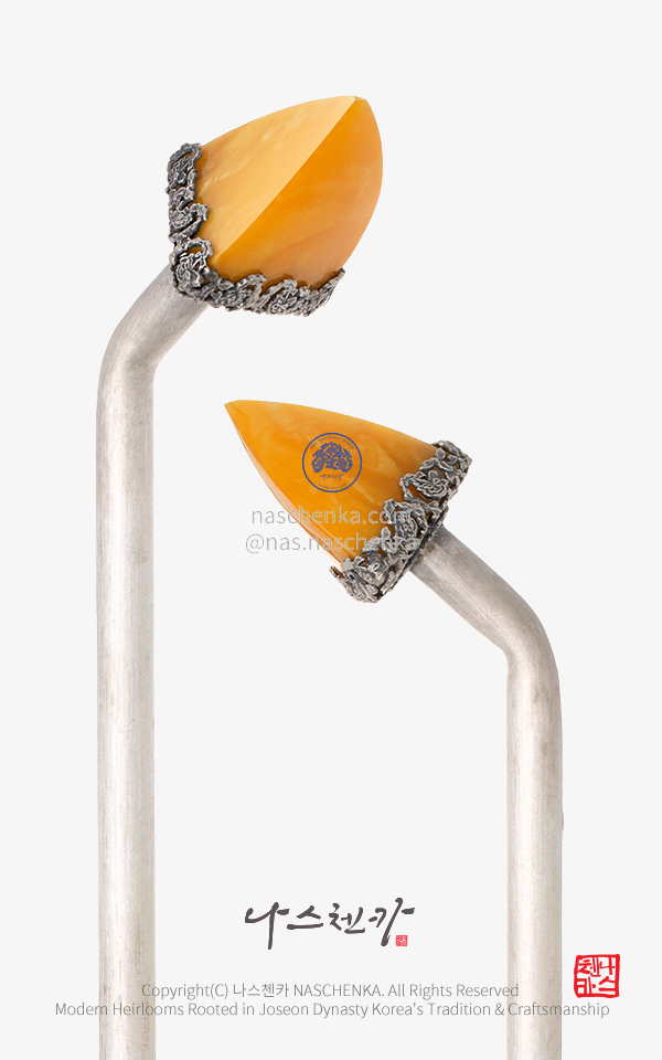 한복 전통비녀 [하이엔드 어디까지 _ 호박 은 비녀 _ 전통 한복 장신구 Binyeo