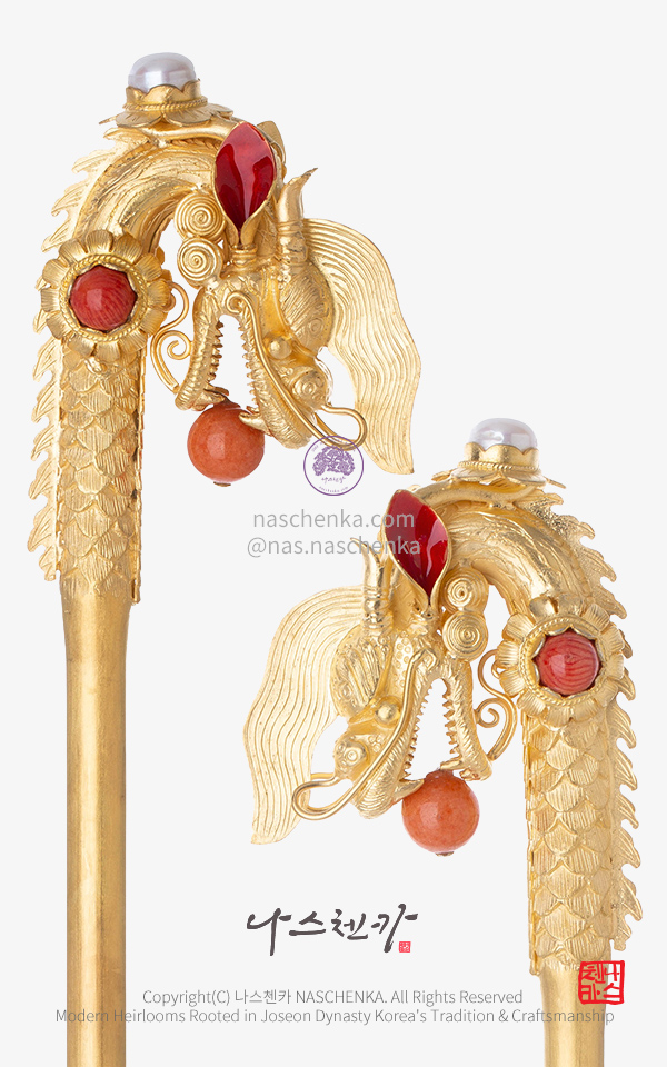 [나스첸카] 여의주를 물고 있는 대작 용비녀 _ 전통 용 비녀 Silver 925 