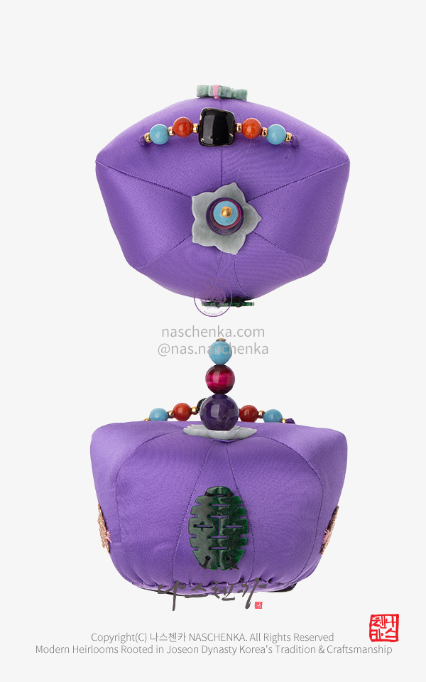 [나스첸카] 작고 어여쁜 작은 사이즈 쌍희자  보라 족두리 