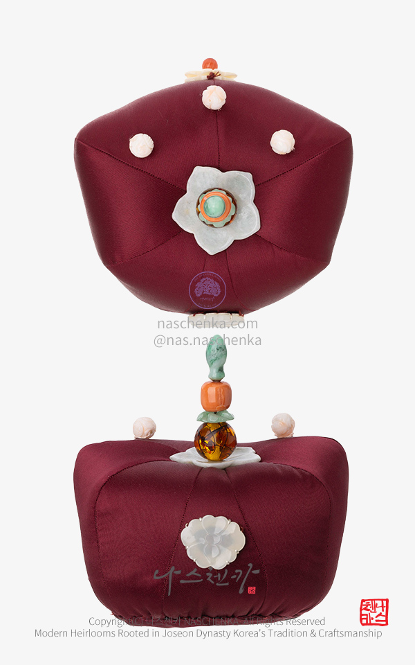 [나스첸카] 복수만래  자주 전통 족두리 