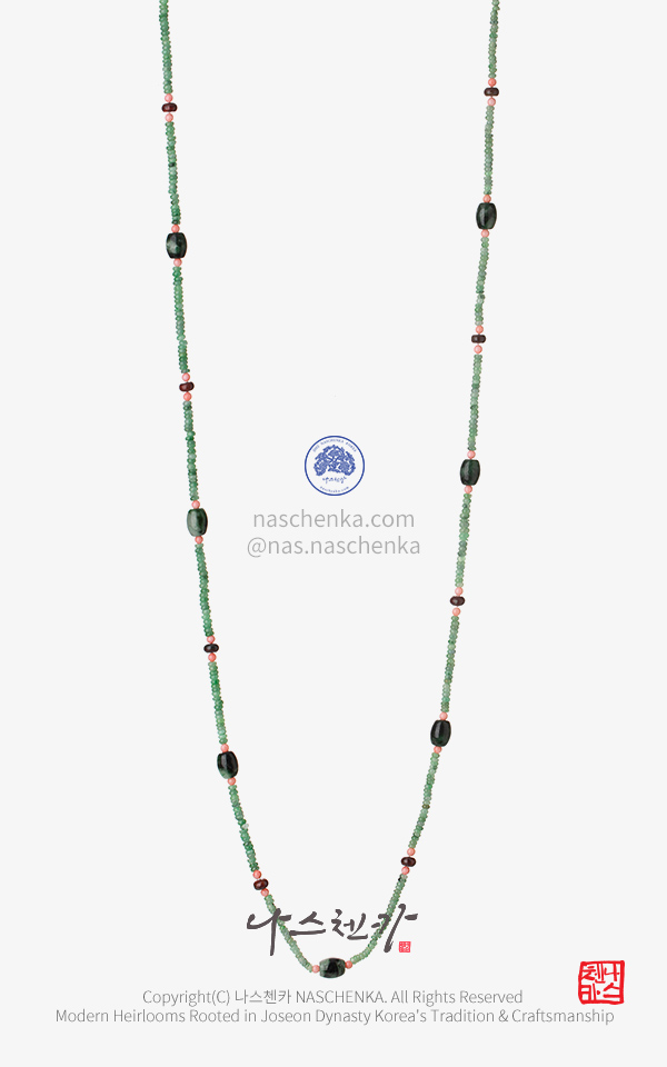 [나스첸카] Saja K-Gat Strap Necklace | 사자 K-갓끈 Necklace 비취 원석 목걸이