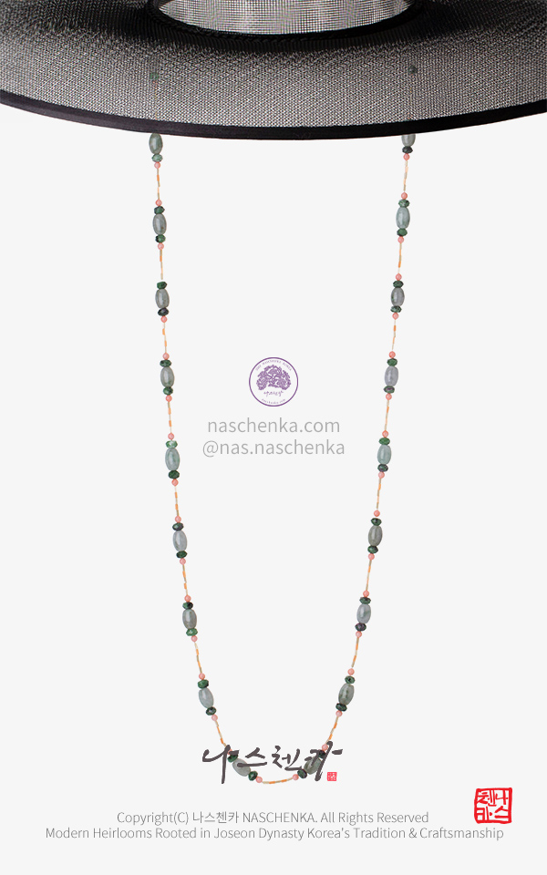 [나스첸카] Saja K-Gat Strap Necklace | 사자 K-갓끈 비취 옥 Jade Necklace 목걸이